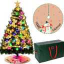 6ft DIY Christmas Tree Kit Artificial Christmas Tree with Lights and Ornaments 48'' Xmas Trees Skirt 65 x 30 x 15'' Storage Bag, LED Holiday Xmas Trees for DIY Home Decor(Gold,Stylish)