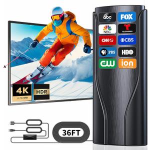 Digital TV Antenna Indoor Outdoor,2200+ Miles Long Range HD Antenna for Smart TV and All Older TV's for Local Channels,Supports 4K 1080P with Amplifier Signal Booster & 36ft Cable