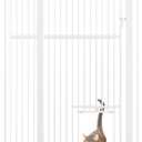 Unipaws 56" Tall White Pressure Mounted Dog Gate with Cat Door, 37-41" Wide, for Stair Doorway, Walk Through Pet Gate
