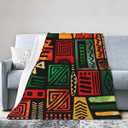 African Tribal Throw Blanket，Traditional Totems Colorful Juneteenth Kwanzaa Kente Ethnic Mud Pattern Warm Cozy Flannel Soft Blanket for Couch Chair Sofa Bed Bedroom Living Room Car 30"x 40"