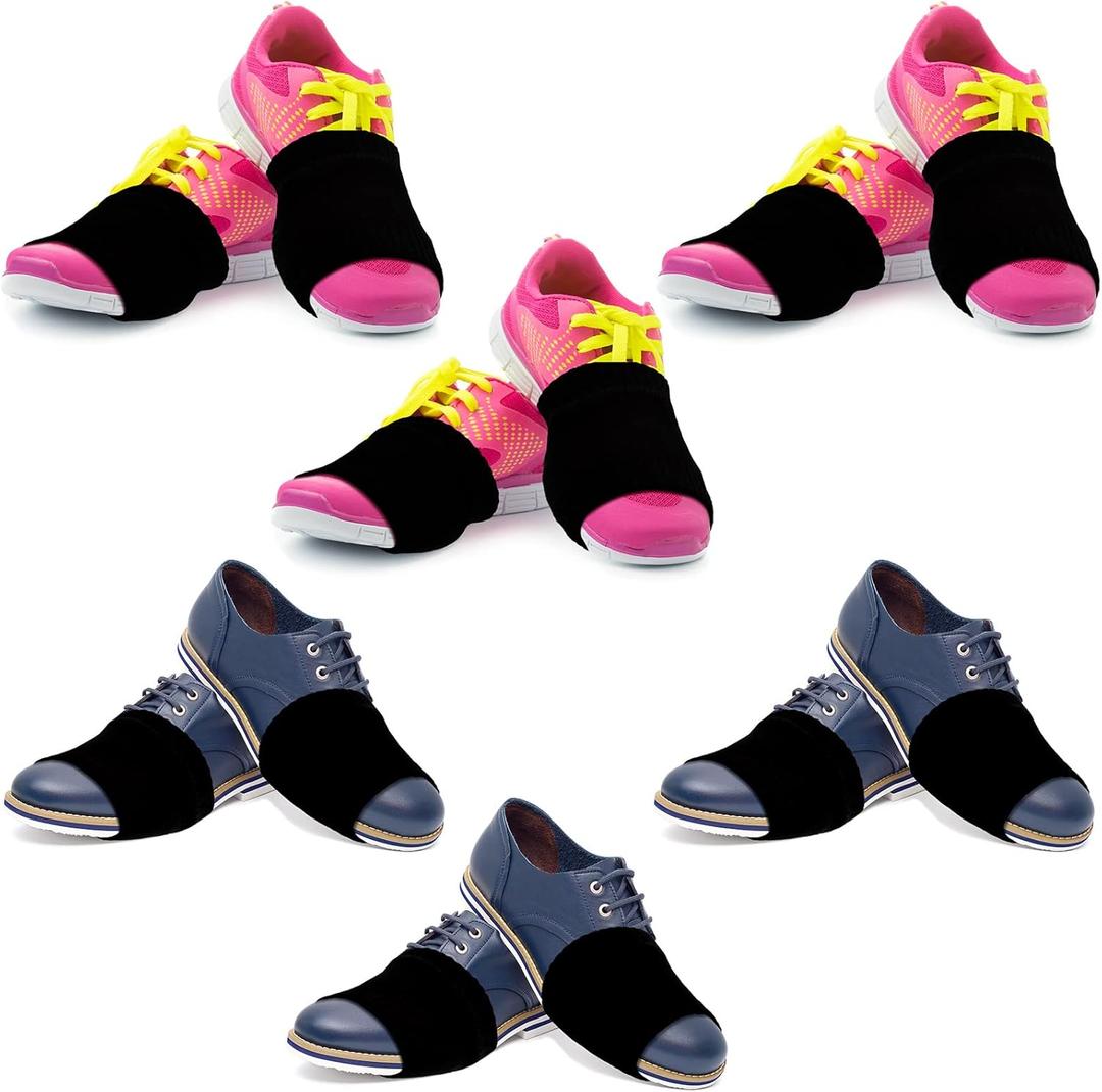 Boyiee 6 Pairs Line Shoe Sock over Sneakers Shoe Covers on Smooth Floors Sliders Ballet Dancers Turning Socks (Black)