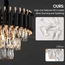 A AXILIXI Modern Crystal Chandeliers 3 Tiers Black and Gold Pendant Light Fixtures 16 Round Flush Mount Chandeliers Ceiling Lighting Dimmable for Living Room Dining Room Foyer Bedroom Kitchen