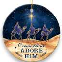 5 x Christian Christmas Ornaments 2025 - Come Let Us Adore Him Nativity Christmas Ornaments, Catholic Faith Idea Gifts, Religious Gifts for Women, Family, Friend, Neighbor