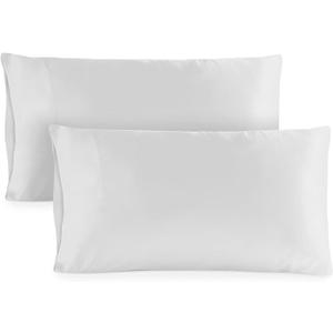 Hotel Sheets Direct Queen Size Pillowcases 2 Pack, 20x30 Inch, Cooling, Breathable Pillow Cases, 100% Viscose Derived from Bamboo Pillow Covers, Silky Soft for Hair & Skin, Elegant Bedroom, White