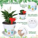 Garden Flower Pot Craft Kit, 48 Paintable Durable Resin Garden Pot with Tray Drainage Holes Adhesive Stickers and Plant Labels, Flower Plant Craft for Classroom Home DIY Flower Planting