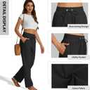 SEMARO Womens Casual High Waisted Linen Pants Wide Leg Lounge Palazzo Trousers Beach Outfits with Pockets (Black, L)
