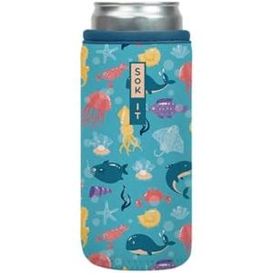 2 Pcs Sok It CanSok Sleeve for Beer & Soda Insulated Neoprene Cover (Underwater Adventures, 12oz Slim Can Sleeve)