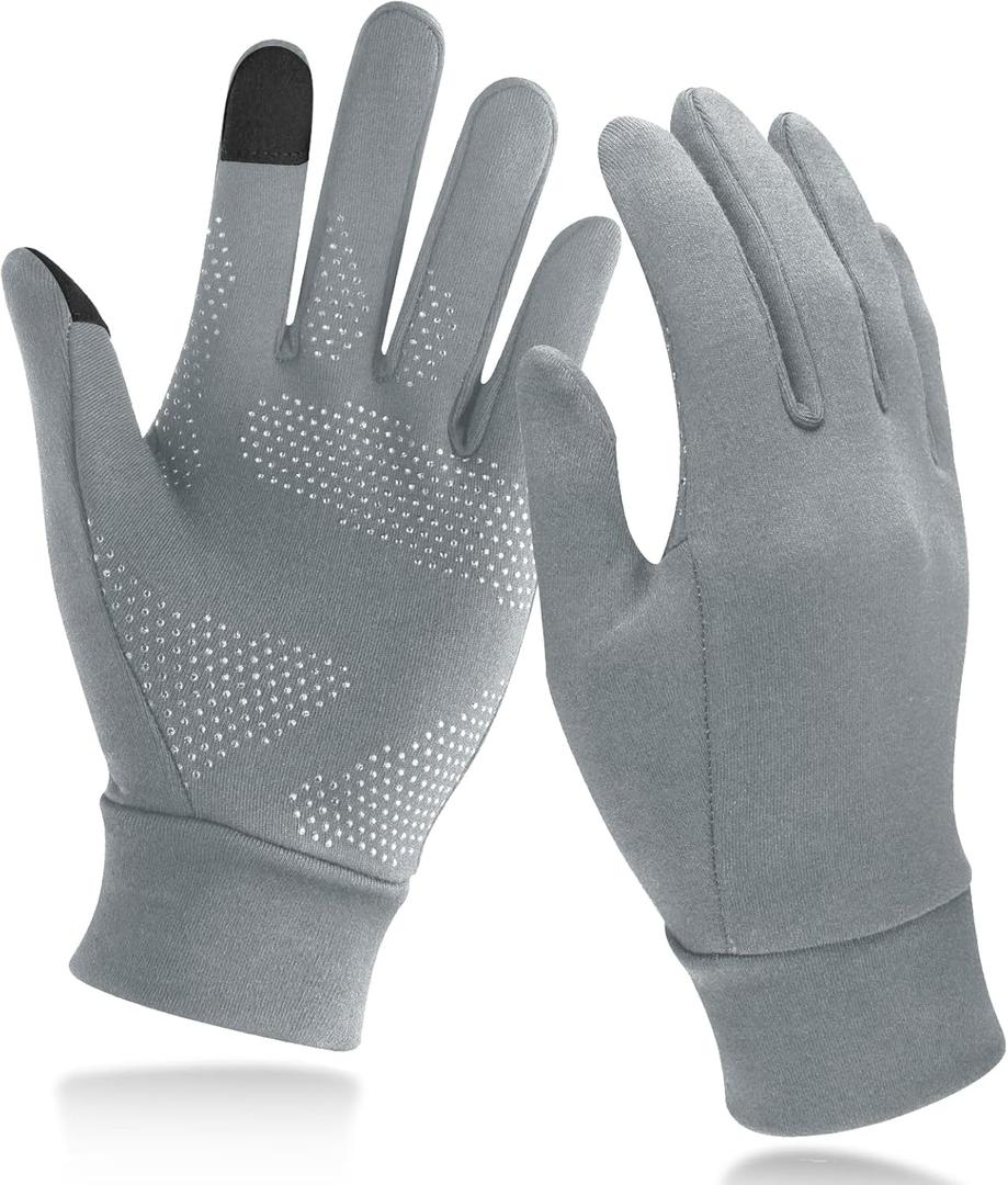 Unigear Lightweight Running Gloves, Touch Screen Anti-Slip Warm Gloves Liners for Cycling Biking Sporting Driving for Men Women (Large, Grey)