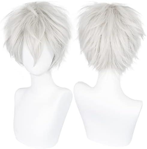 Amazon.com: ANOGOL Hair Cap+ Short White Wig for Men Silver White Men's Cosplay Wig Short Silver Mixed White Anime Wigs with Bangs Ivory Hair Straight Fluffy Silvery Halloween Wigs Christmas Party Costume : Clothing, Shoes & Jewelry