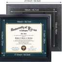 GMFrames 11x14 Diploma Degree Frame with Navy Mat or Display 15x18 Certificates without Mat,Solid Wood,Black Finish with Intricate Black Rope Detail,UV Protection Acrylic