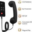 Retro Phone Handset, Vintage Style Landline Handle Receiver with Answer Button, Wired Type-C Adapter for Cell Phones - Compatible with Mobile Calls, Video Conferences & Meetings (Black)