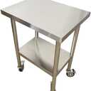 Commercial Worktables for Prep 24 x 18 Inches with Caster Wheels,Commercial Heavy Duty Stainless Steel Table with Undershelf for Home,Hotel Kitchen and Restaurant