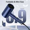 CONFU Diffuser Hair Dryer for Curly Hair,1500W Fast Drying Blow Dryer with Diffuser for Women,Compact & Portable Negative Ion Hairdryer,Mini and Foldable Blowdryer Design for Travel(Blue)