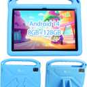 CWOWDEFU 2025 Tablet for Kids Pro, Android 14 Kids Tablet 10 inch,8GB+128GB Up to 1TB,Parental Control,WiFi 6,Face ID,GMS,Learning Tablets for Toddlers,Shockproof EVA Case (Blue)