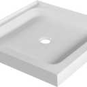 Fine Fixtures 30" x 30" Double Threshold Acrylic Shower Base with Non-Slip Textured Surface - Durable White Shower Floor Pan for Safe, Reliable Bathroom Use