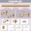 Heavy Duty Curtain Rods,1 1/4" Large Diameter Premium Nonadjustable Curtain Rod, 132in/11ft Custom Window Treatment Rods with Durable Aluminum Brackets and End Caps, Gold Finish