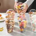 GUSTO [100 Count] Clear (No hole) Dome PET Plastic Lids 98mm Rim for 12, 16, 20 & 24 oz. Milkshake Cups (Formerly Comfy Package)