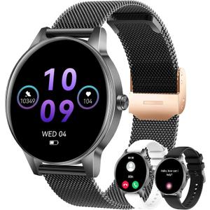 Smart Watches for Men Women(Answer/Make Calls), 1.27" HD Screen Fitness Tracker with Heart Rate/Sleep Monitor, 130+ Sport Modes IP68 Waterproof Activity Tracking, Smart watch for Android iPhone, Black