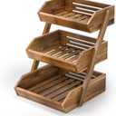 G.a HOMEFAVOR Fruit Basket: 3-Tier Acacia Wood Fruit Bowl for Kitchen, Fruit Stand Storage Holder for Vegetables and Snack Home Kitchen Countertop Organizer (Self-assembly)