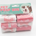 Pet Poop Bag 12 Refill Rolls 180 Unscented Bags (pink/white)