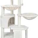 Wang Xin Three Layer Cat Tree with Cat Condo Scratch Pad and Two Hammocks, (Beige, 37.4")