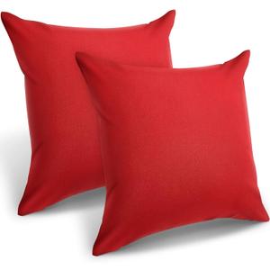 Patelai 2 Pack 18x18 Inch Waterproof Outdoor Throw Pillow Covers - PU Coated Valentine's Day, Winter Decor for Patio, Sofa, Couch, Garden Furniture(Red)