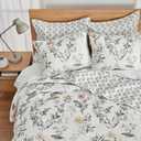 Levtex Home Viviana Reversible Full/Queen Quilt Set (88x92in) with 2 Pillow Shams (26x20in) - Floral - Blush, Green, White - Cotton Full/Queen Size Quilt Bedding Set - Lightweight, Soft, Pre-Washed