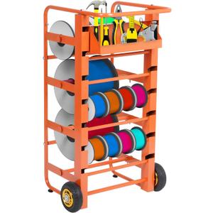 ikare Wire Spool Rack, Cable Caddy Heavy Duty Multi-Spool Wire Rack Dispenser with Wheel, Electrical Wire Spool Holder with Storage Tray for Wiring Storage and Electrical Industrial