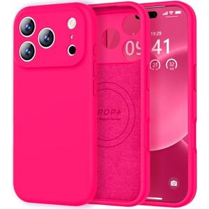 Vooii Magnetic for iPhone 17 Pro Max Case, Compatible with Magsafe (Premium Liquid Silicone) (Integrated Camera Control Button) Full Body Protective Anti-Scratch Microfiber Lining 6.9 inch, Hot Pink
