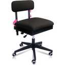 Pink Power Sewing Chair with Wheels and Adjustable Back Support - Hydraulic Armless Machine Chair for Crafting, Quilting, Artists - Sewing Room Furniture - Ergonomically Designed Professional (Black)