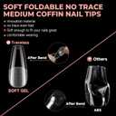 UNA GELLA Coffin Nails Tips 504pcs 12 Sizes, Soft Gel Nail Tips Acrylic Full Cover Pre-buffed Medium Coffin Press On Fake Nails For False Nails Extension Home DIY Salon Gifts for Women and Girls