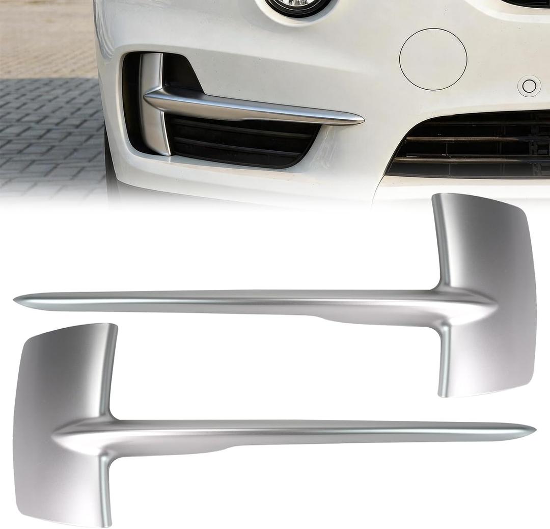 Front Bumper Grille Cover Compatible with BMW X5 F15 2014-2018 Lower Bumper Face Bar Grille Trim Left & Right, Replaces 51117303113 51117303114 BM8261234 BM8261233 (Silver)