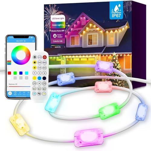 YFFSHLCS Permanent Outdoor Lights, Outdoor String Light Smart RGB with 66 Scene Modes, IP67 Waterproof Holiday Lights for Outside, APP and Remote Control Party Holidays