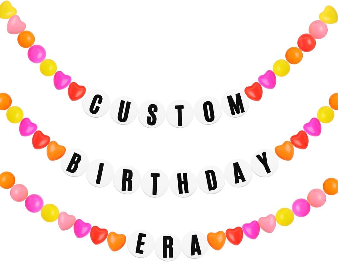 103 Pcs DIY Jumbo Friendship Bracelet Birthday Banner Kit Famous Singer Customizable Party Giant Garland Decoration for Birthday Wedding Easter Party Supplies