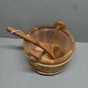 Sauna Bucket with Ladle Handmade Wooden Sauna Bucket Sauna Spa Accessory - 5 Liter (1.3 Gallon) Sauna Bucket with Felt Sauna Hat and Sauna Seat Pad