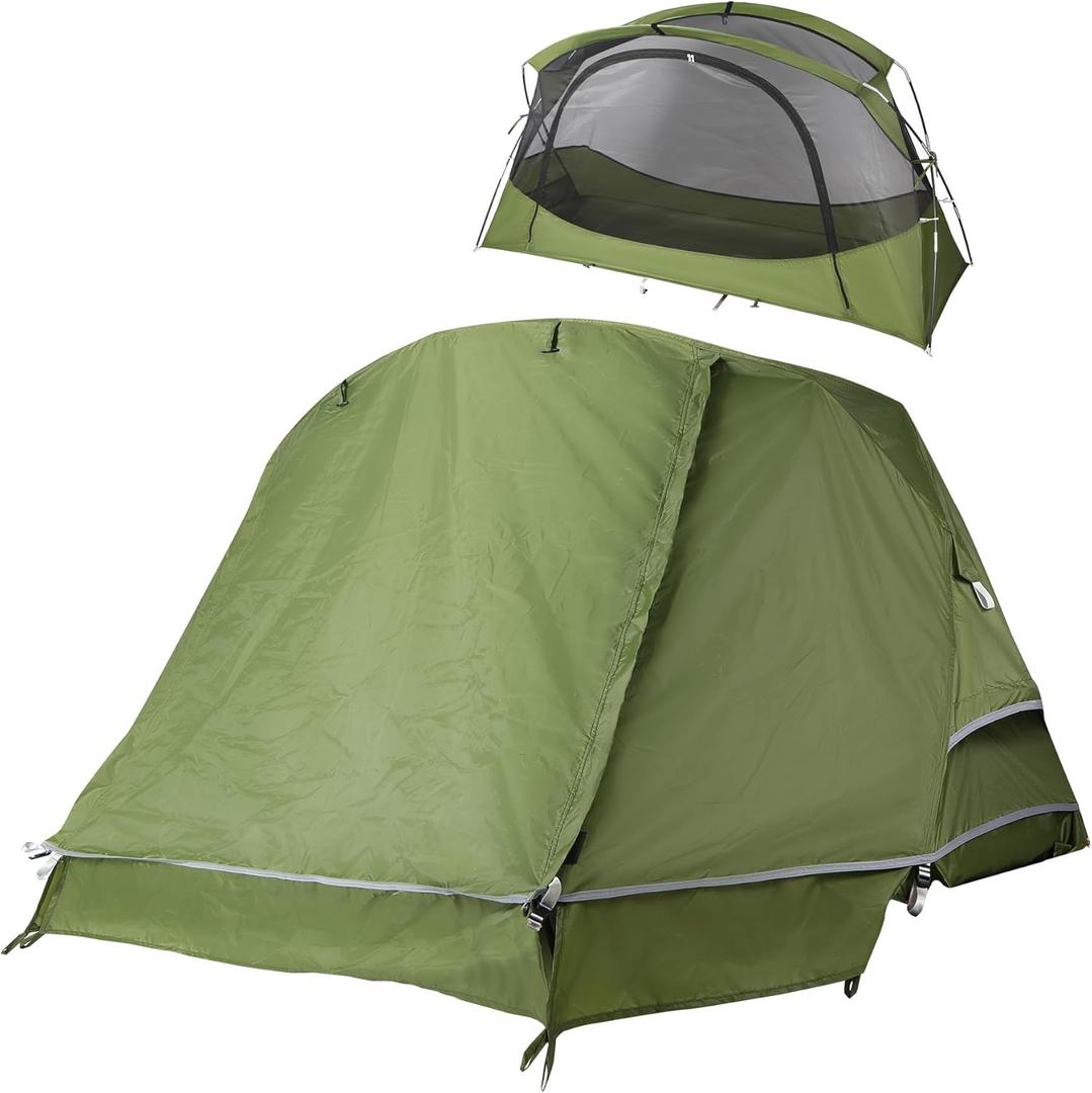 REDCAMP Multifuncational Cot Tent for 1 Person, Folding Camping Tent cot for Adult, Portable Elevated Tent Off The Ground Tent, 76x28x39.5in (Army Green)