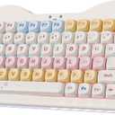 YUNZII C75 Wireless Mechanical Keyboard,75% Layout, Hot-Swappable NKRO,BT5.0/2.4G/USB-C Mode,Dye-Sub PBT MOA Keycaps,RGB Gasket Mount,Cute Cake Design for Mac/Win/Gaming (Beige, Milk V2 Switch)