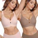 DEANGELMON Bras for Women No Underwire Seamless Bras - Wireless Push Up Full Coverage Bralettes Comfort Bra - Back Fat Smoothing No Wire Bralette for Womens - Padded Soft Lift Bralettes(2P6,XXXL) (XXXL)