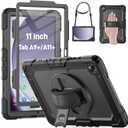 HXCASEAC Case for Samsung Galaxy Tab A9+ Plus / A11+ Plus 11 Inch, Protective with Screen Protector/Hand Strap/Pen Holder, Shockproof for Samsung A9 Plus Tablet Case SM-X210 SM-X218 SM-X230 - Black