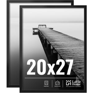 LaVie Home 20x27 Picture Frame for Wall Display, 20x27 Black Puzzle Frame with HD Plexiglas, 20 x 27 Poster Frame 2 Pack, Display Frame for Vertical or Horizontal, Classic Collection