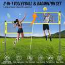 Outdoor Volleyball Net System for Backyard, Adjustable Height (5.18FT) & Width (2032FT), Anti-Sag Tension System, 2-in-1 Badminton Combo Set with Carry Bag, Rackets & Shuttlecocks