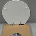 Mayfair Bennett Toilet Seat with Chrome Hinges, Slow Close Wood Seat, Secure Metal Hinges, Easy Install, Made in USA, Round, White