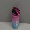 Water Bottle with Straw, 32oz Motivational Water Bottles with Time Marker to Drink, Tritan BPA Free, 1L Sports Water Bottle with Carry Strap LeakProof for Women Gym Fitness Outdoor (1 Pack) (Purple Green)