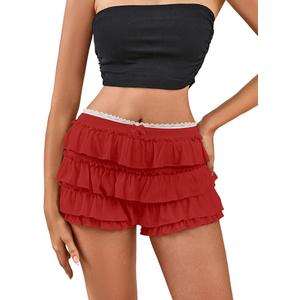 Verdusa Bloomers for Women Y2k Cute Lace Bloomer Coquette Trim Shorts Ruffle Mini Skirts Size M
