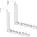 2Pcs Over The Door Hooks Hanger Simple-Assembly,White Folding Over The Door Drying Rack for Laundry,Heavy Duty Iron Door Hangers for Living Room Bathroom (White)