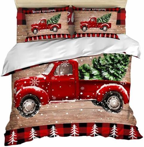 Christmas Comforter Covers Sets Red Truck Loads of Xmas Tree