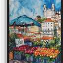 Lisbon Portugal Flower Market Poster Art Print, Travel Poster Floral Artwork for Bedroom, Bathroom, Livingroom Decor Wall Art 46 (Lisbon Portugal, 10"L x 8"W, Black Frame)