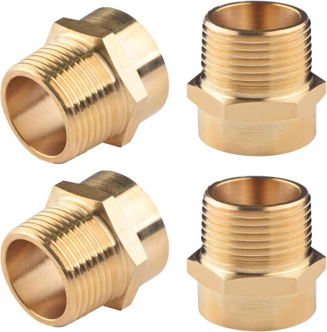 4 Pack G 3/4 (BSP) Female Thread to US 3/4 NPT Male Thread Brass Pipe Fitting Adapter,G to NPT Adapter 3/4 Inch Converter Connector