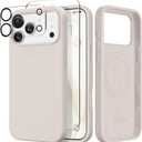 GONEZ Magnetic for iPhone 17 Pro Max Case, Compatible with MagSafe, [Screen Protector + Camera Lens Protector], Liquid Silicone Anti-Scratch Shockproof Protective Phone Case 6.9 inch, Stone