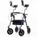 ELENKER All-Terrain Upright Rollator Walker, Stand Up Rolling Walker with 10’’Big PU Wheels and Adjustable Padded Armrests for Seniors from 4’8”to 6'4”, Purple